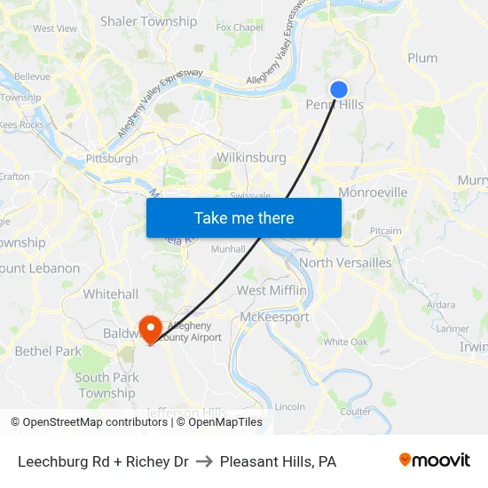 Leechburg Rd + Richey Dr to Pleasant Hills, PA map