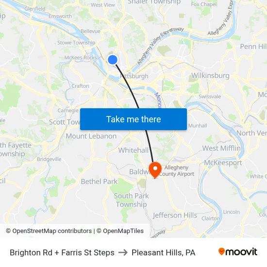 Brighton Rd + Farris St Steps to Pleasant Hills, PA map