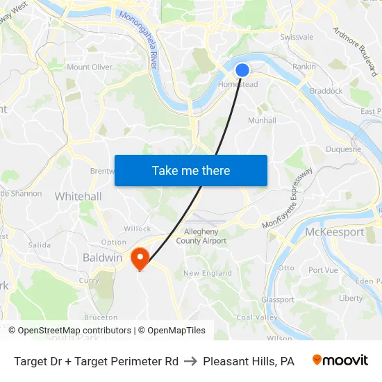 Target Dr + Target Perimeter Rd to Pleasant Hills, PA map