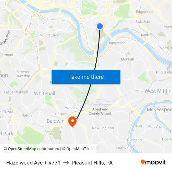 Hazelwood Ave + #771 to Pleasant Hills, PA map