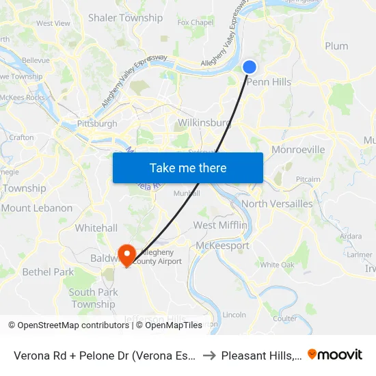 Verona Rd + Pelone Dr (Verona Estates) to Pleasant Hills, PA map