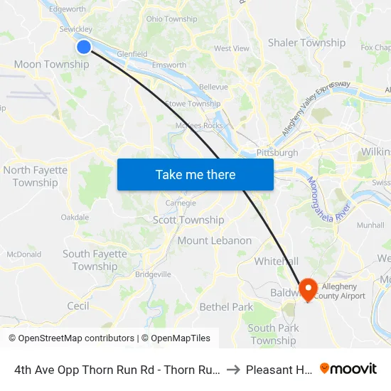 4th Ave Opp Thorn Run Rd - Thorn Run Park And Ride to Pleasant Hills, PA map