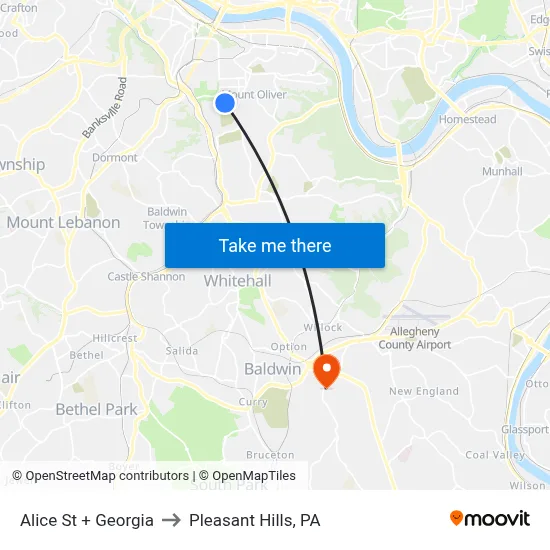 Alice St + Georgia to Pleasant Hills, PA map