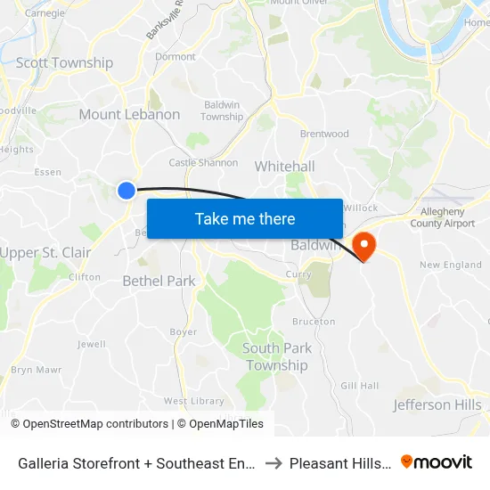 Galleria Storefront + Southeast Entrance to Pleasant Hills, PA map