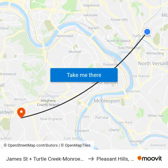 James St + Turtle Creek-Monroeville to Pleasant Hills, PA map