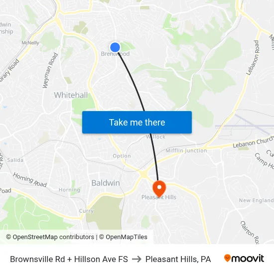 Brownsville Rd + Hillson Ave FS to Pleasant Hills, PA map