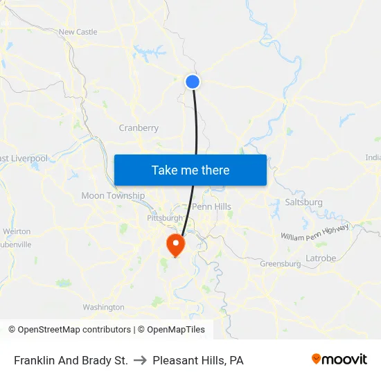 Franklin And Brady St. to Pleasant Hills, PA map
