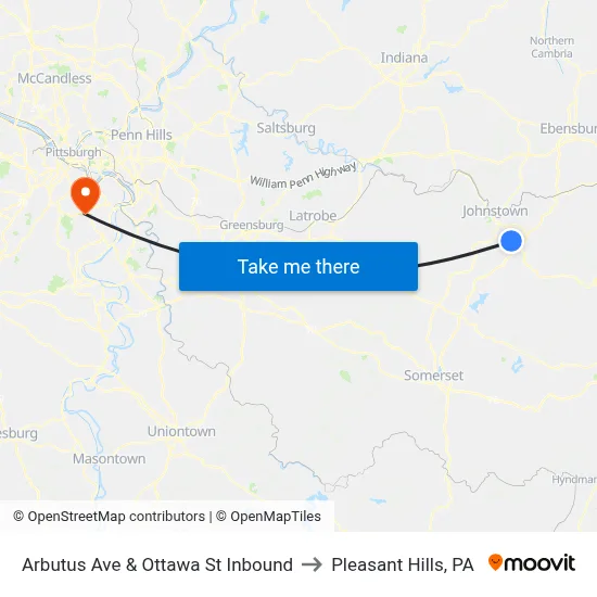 Arbutus Ave & Ottawa St Inbound to Pleasant Hills, PA map