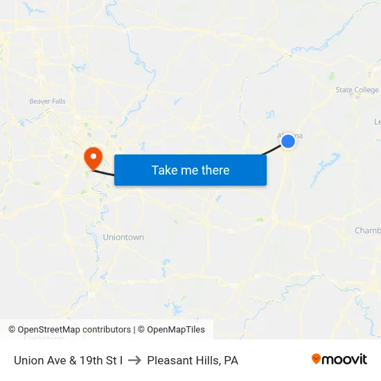 Union Ave & 19th St I to Pleasant Hills, PA map