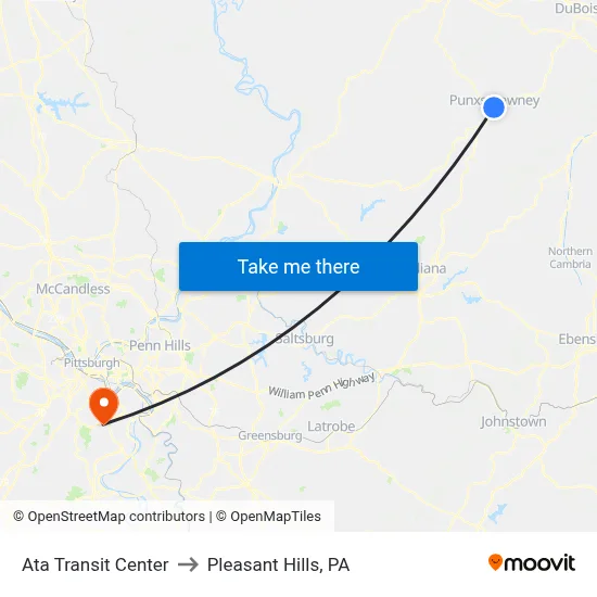 Ata Transit Center to Pleasant Hills, PA map