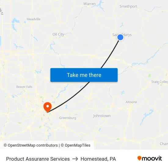 Product Assuranre Services to Homestead, PA map