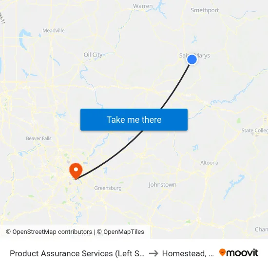 Product Assurance Services (Left Side) to Homestead, PA map