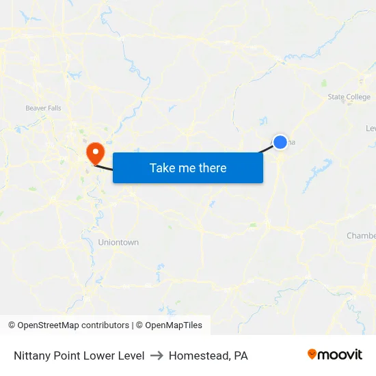Nittany Point Lower Level to Homestead, PA map