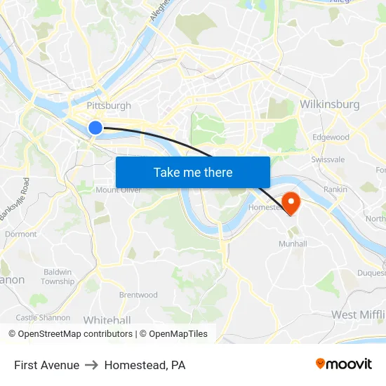 First Avenue to Homestead, PA map