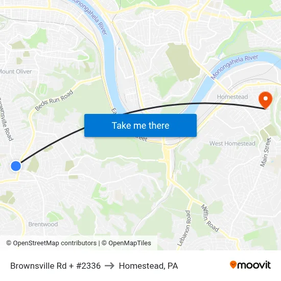 Brownsville Rd + #2336 to Homestead, PA map