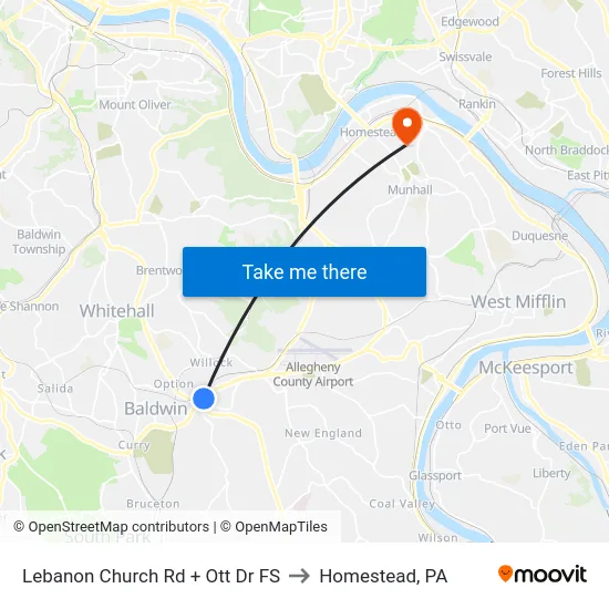 Lebanon Church Rd + Ott Dr FS to Homestead, PA map