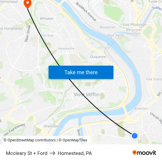 Mccleary St + Ford to Homestead, PA map