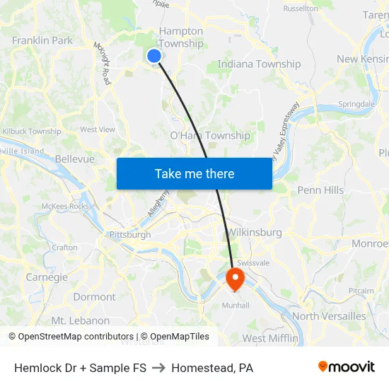 Hemlock Dr + Sample FS to Homestead, PA map