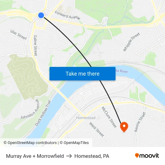 Murray Ave + Morrowfield to Homestead, PA map