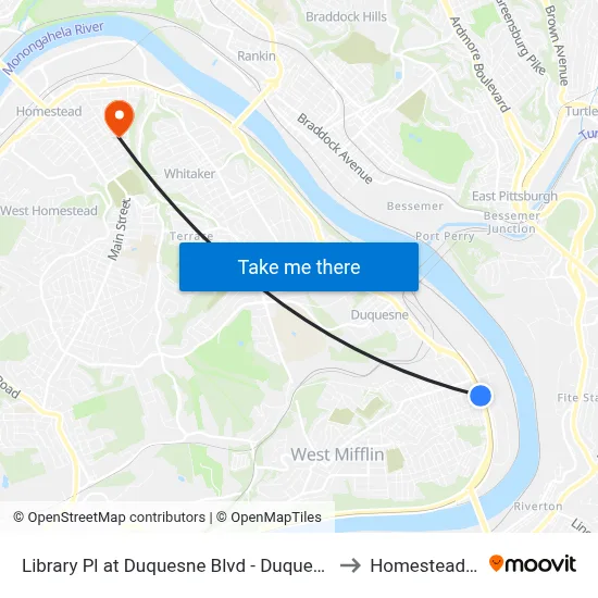 Library Pl at Duquesne Blvd - Duquesne Pnr to Homestead, PA map