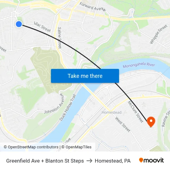 Greenfield Ave + Blanton St Steps to Homestead, PA map