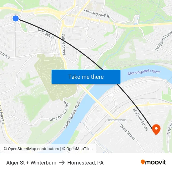 Alger St + Winterburn to Homestead, PA map