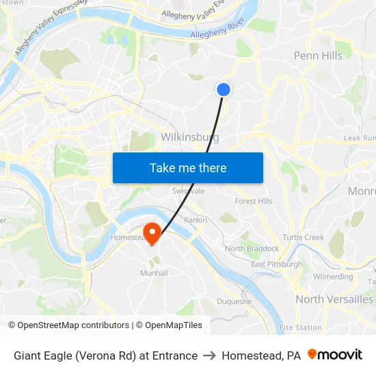 Giant Eagle (Verona Rd) at Entrance to Homestead, PA map