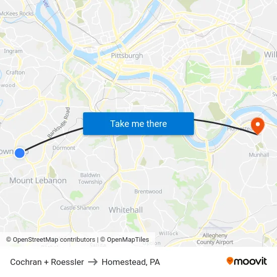 Cochran + Roessler to Homestead, PA map