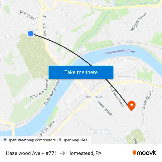 Hazelwood Ave + #771 to Homestead, PA map