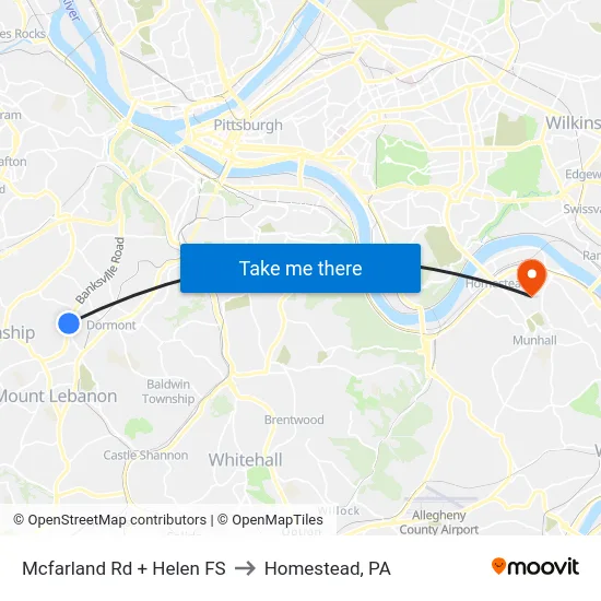 Mcfarland Rd + Helen FS to Homestead, PA map