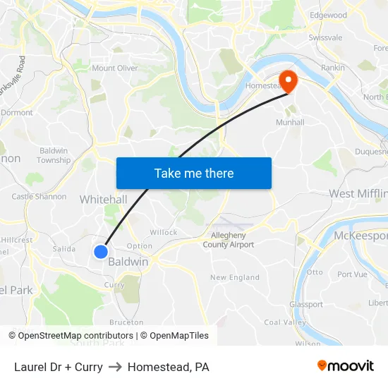 Laurel Dr + Curry to Homestead, PA map