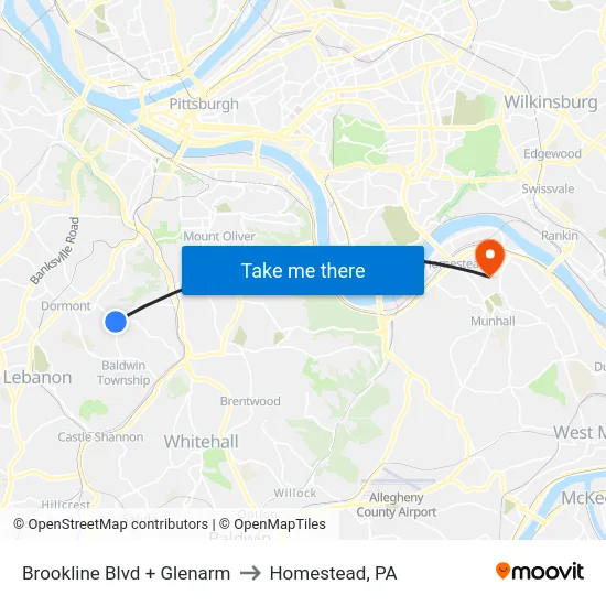 Brookline Blvd + Glenarm to Homestead, PA map
