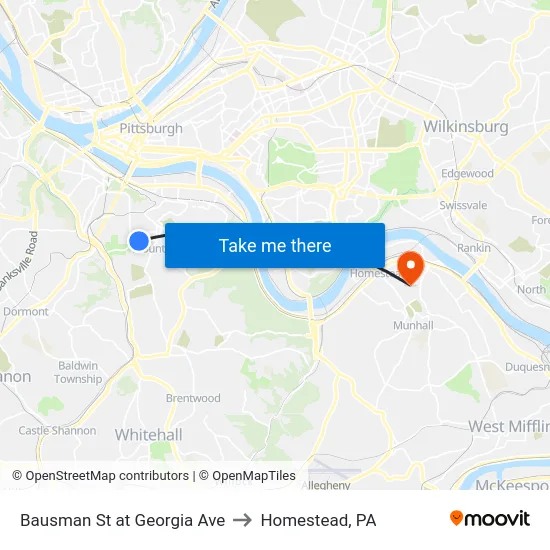 Bausman St at Georgia Ave to Homestead, PA map
