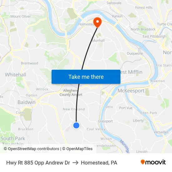 Hwy Rt 885 Opp Andrew Dr to Homestead, PA map