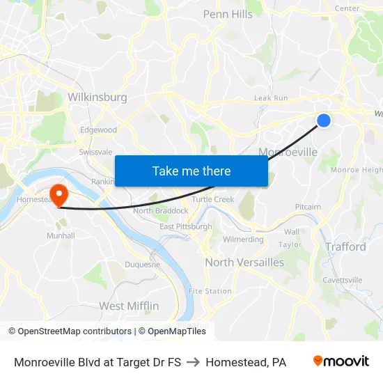 Monroeville Blvd at Target Dr FS to Homestead, PA map