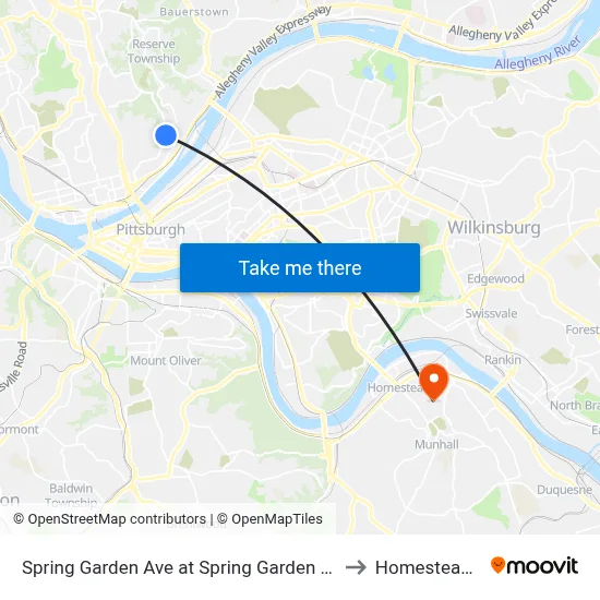 Spring Garden Ave at Spring Garden Loop Pnr to Homestead, PA map