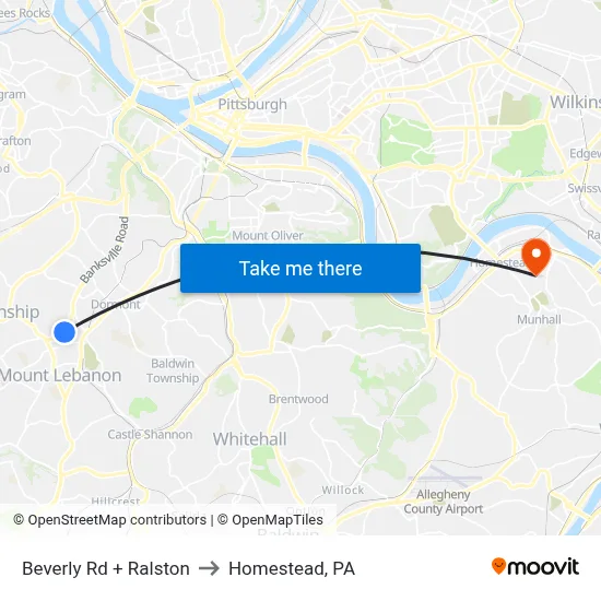Beverly Rd + Ralston to Homestead, PA map