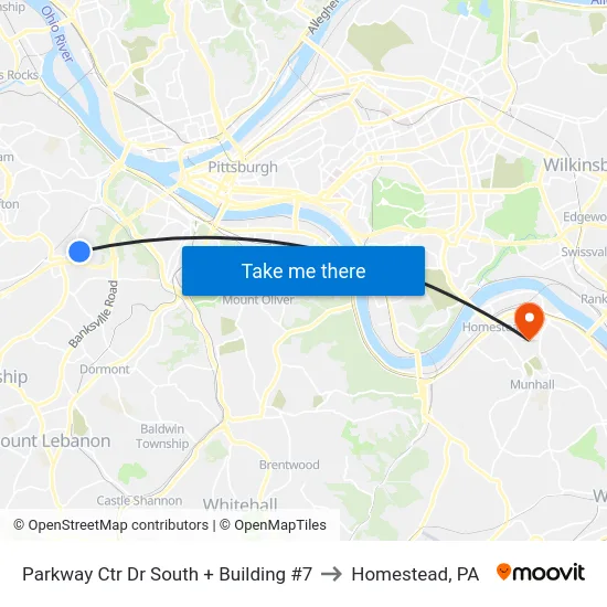 Parkway Ctr Dr South + Building #7 to Homestead, PA map