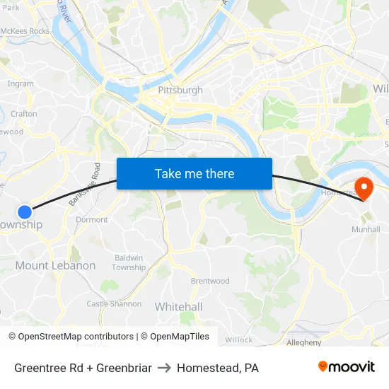 Greentree Rd + Greenbriar to Homestead, PA map