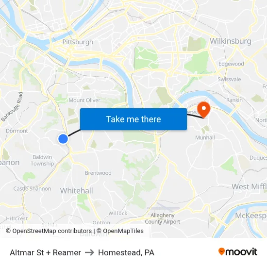 Altmar St + Reamer to Homestead, PA map