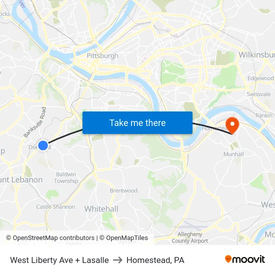 West Liberty Ave + Lasalle to Homestead, PA map