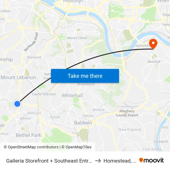 Galleria Storefront + Southeast Entrance to Homestead, PA map