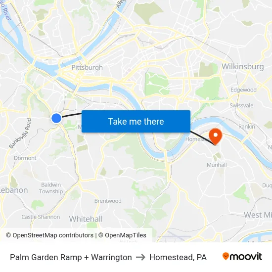 Palm Garden Ramp + Warrington to Homestead, PA map