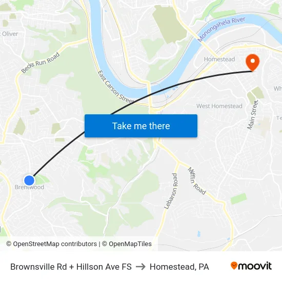 Brownsville Rd + Hillson Ave FS to Homestead, PA map