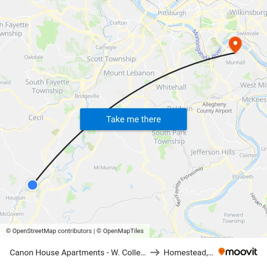 Canon House Apartments - W. College St. to Homestead, PA map
