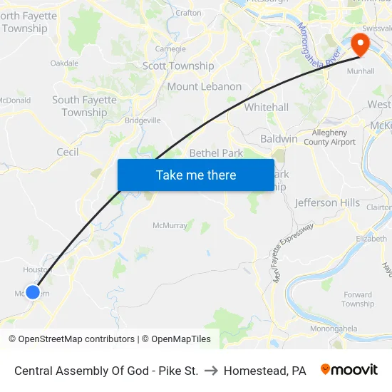 Central Assembly Of God - Pike St. to Homestead, PA map
