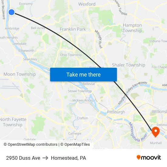 2950 Duss Ave to Homestead, PA map