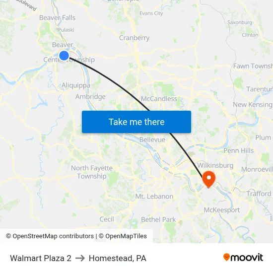 Walmart Plaza 2 to Homestead, PA map