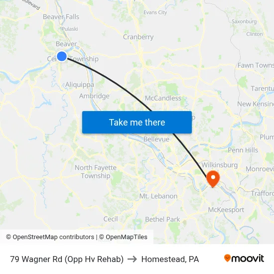 79 Wagner Rd (Opp Hv Rehab) to Homestead, PA map