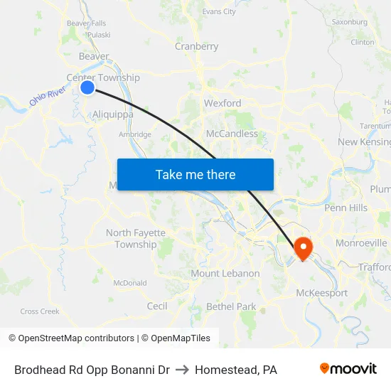 Brodhead Rd Opp Bonanni Dr to Homestead, PA map